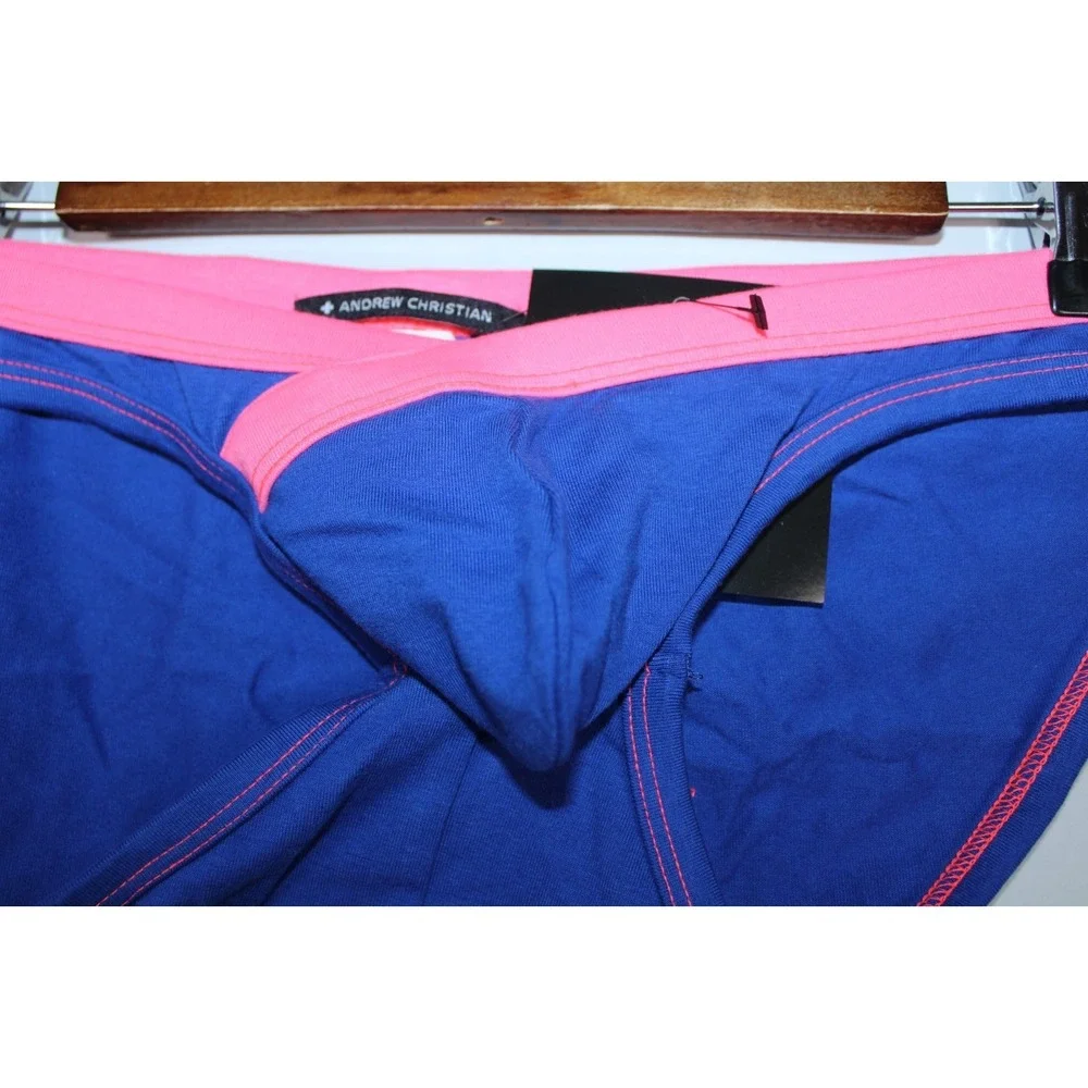 NWT Andrew Christian Men's Medium Blue Pink Slip Underwear